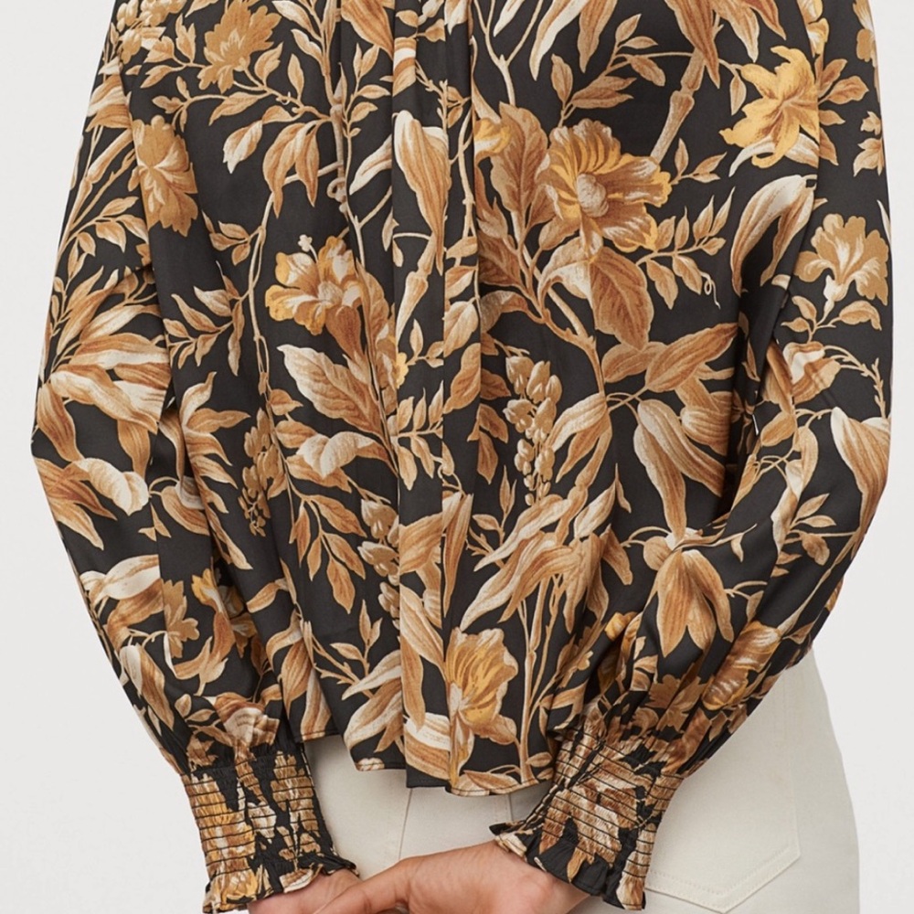 H&M Emerald Green Floral Pattern Blouse - Picture 11 of 11